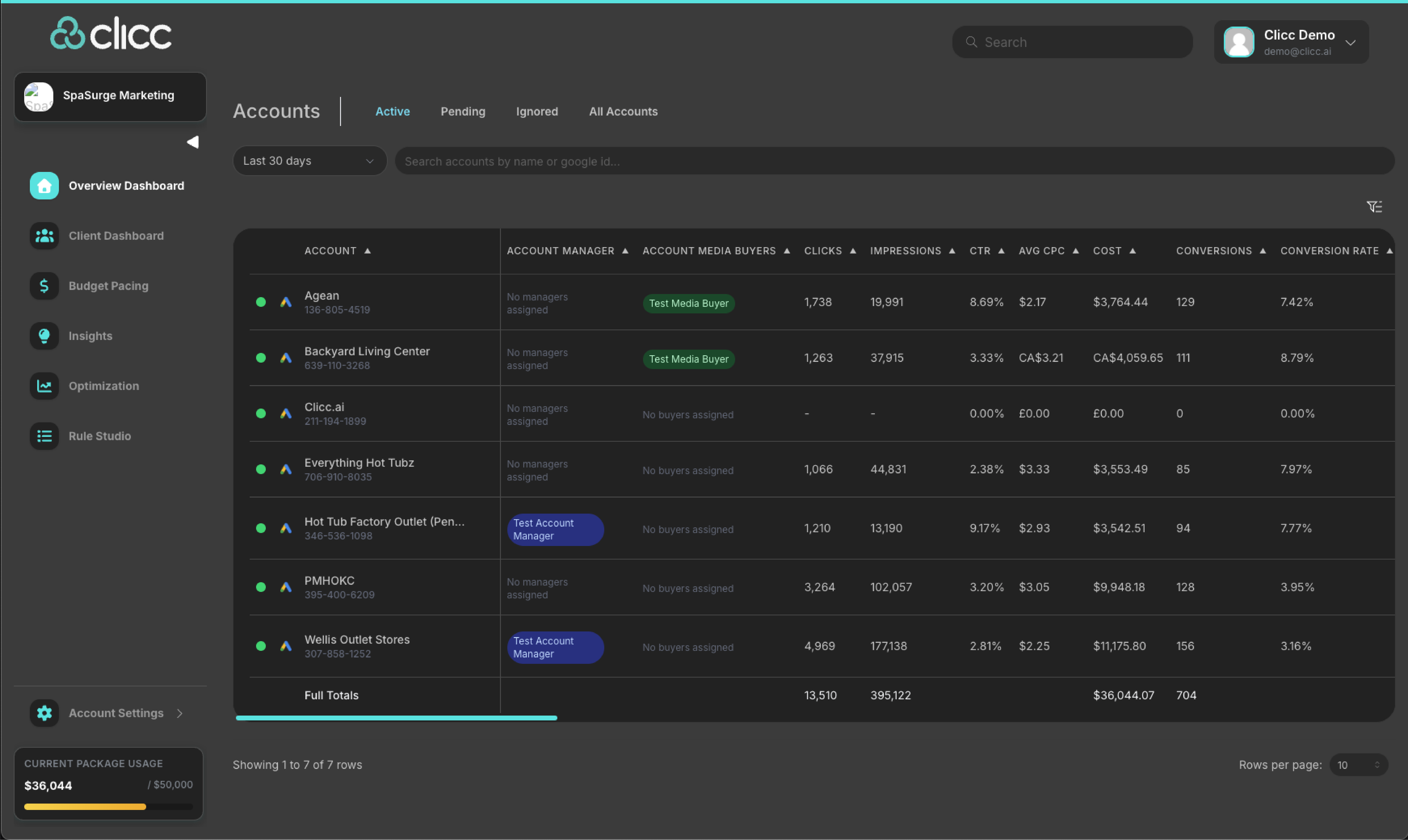 Clicc.ai dashboard preview